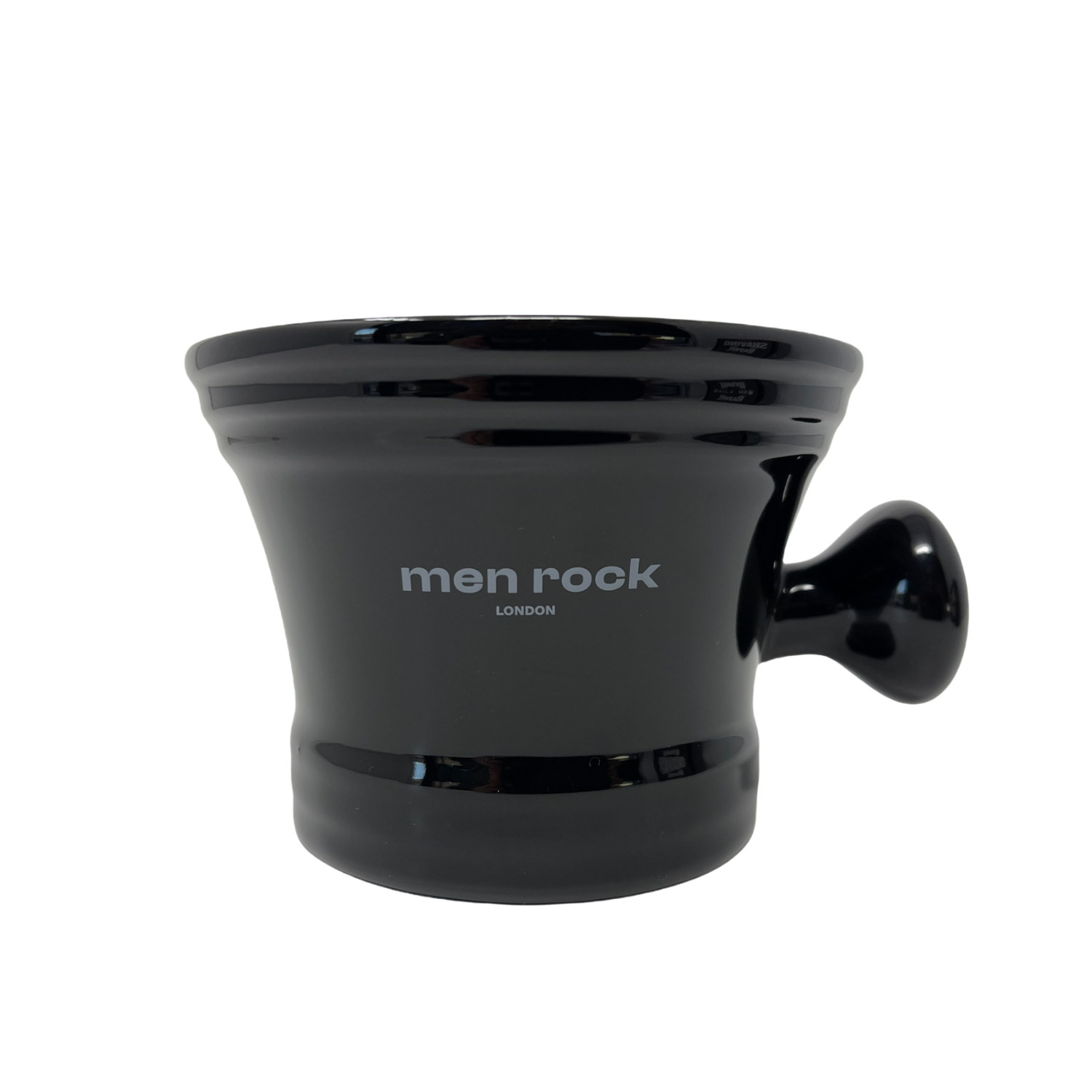 Porcelain shaving bowl with a handle with Men Rock logo