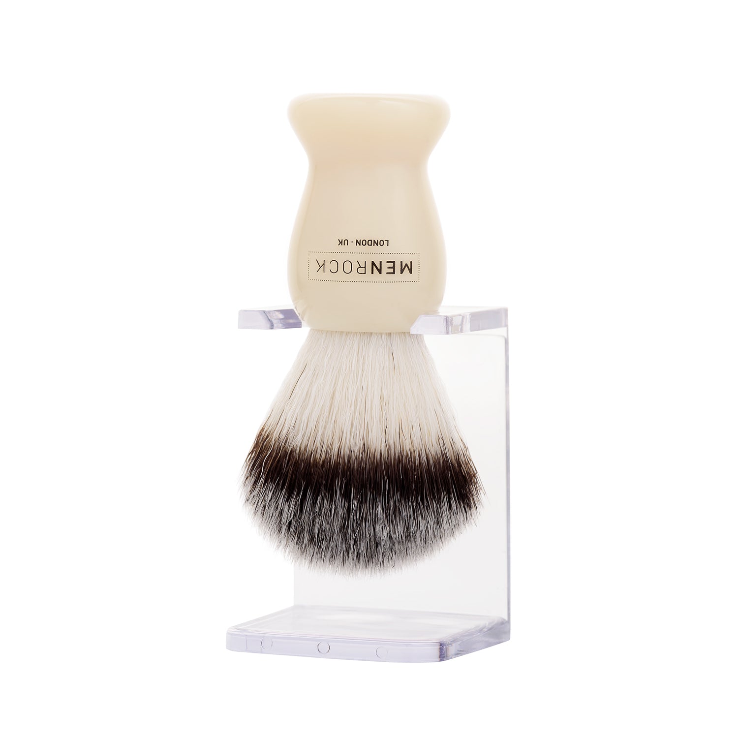 Clear drip stand with shaving brush from Men Rock