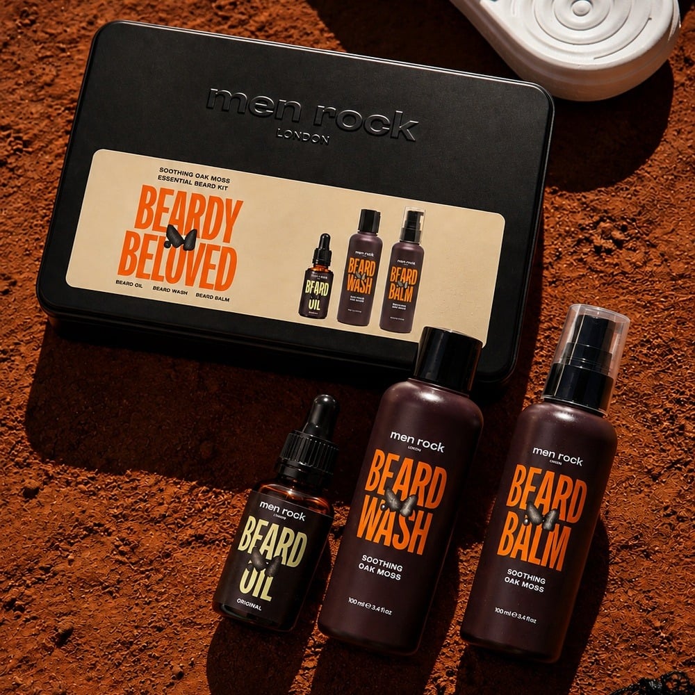 Men Rock Beardy Beloved Essential Beard Kit - Soothing Oak Moss Gift Tin