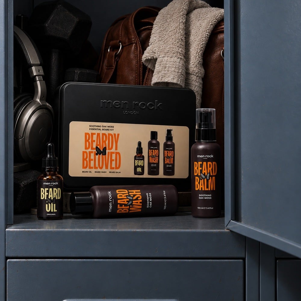 Men Rock Beardy Beloved Essential Beard Kit - Soothing Oak Moss Gift Tin